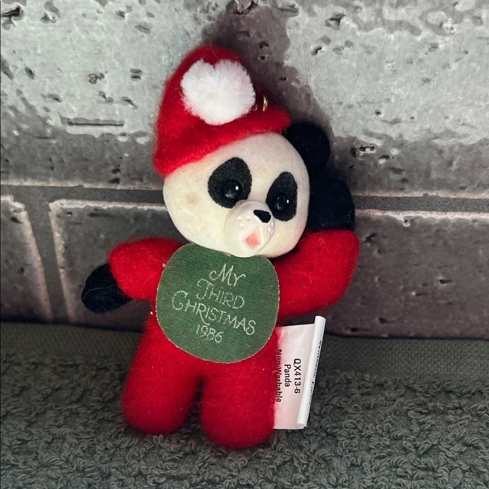 Hallmark 1986 Child’s Third Christmas Panda Christmas Ornament